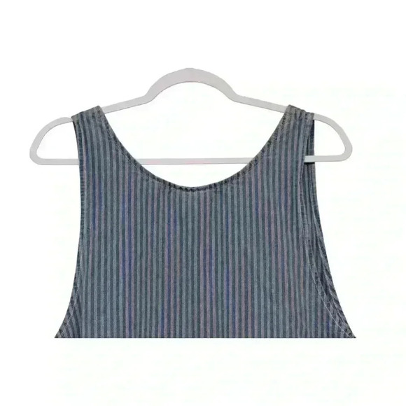 Vintage Chambray Denim Dress Size 20 Jumper Striped 90s Y2K Grunge Half Zip - Picture 8 of 11